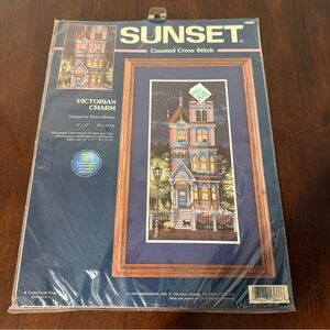 Victorian Charm Sunset Cross Stitch Kit House Cat Candles Dark Night NEW 13666